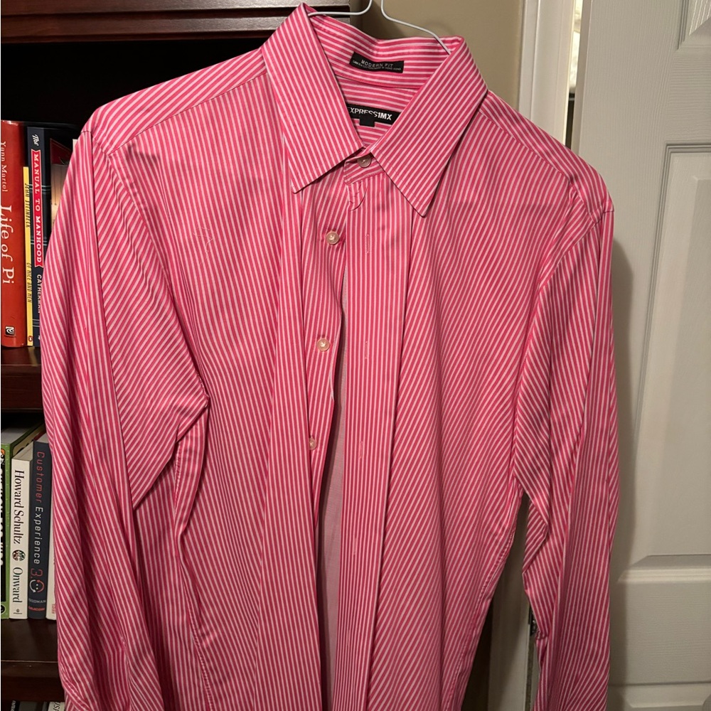 Express Red Striped Dress Shirt